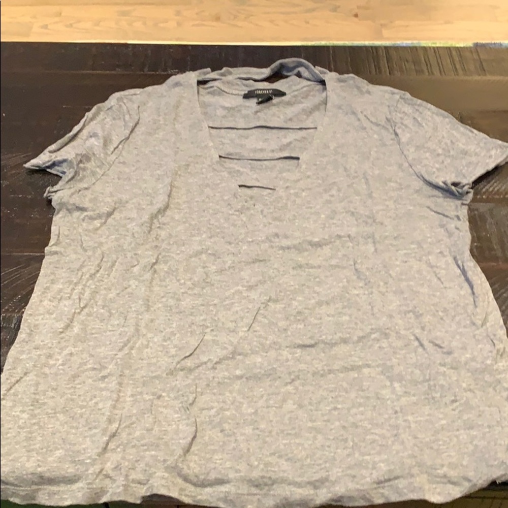 3/$25 Forever 21 Grey Deep V Ladder Tee